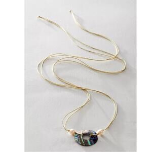 Free People Bohemian Abalone Shell Pearl Rope Necklace Belly Chain Neutral NEW